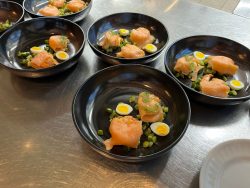 Scampi met zalm en beurre blanc